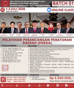 PELATIHAN PERANCANGAN PERATURAN DAERAH, 1-3 JULI 2026 (ONLINE)
