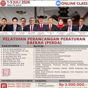 PELATIHAN PERANCANGAN PERATURAN DAERAH, 1-3 JULI 2026 (ONLINE)