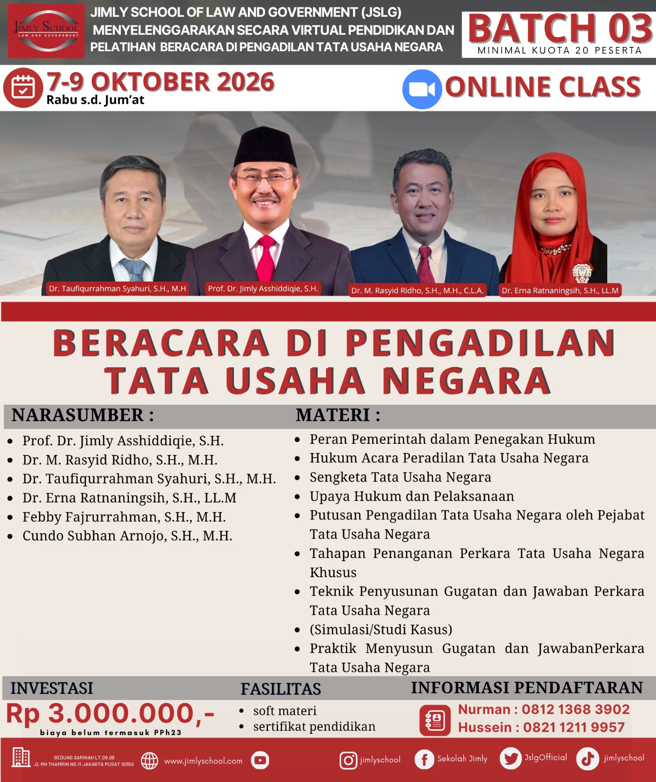 Beracara di Pengadilan TUN 7-9 Oktober 2026