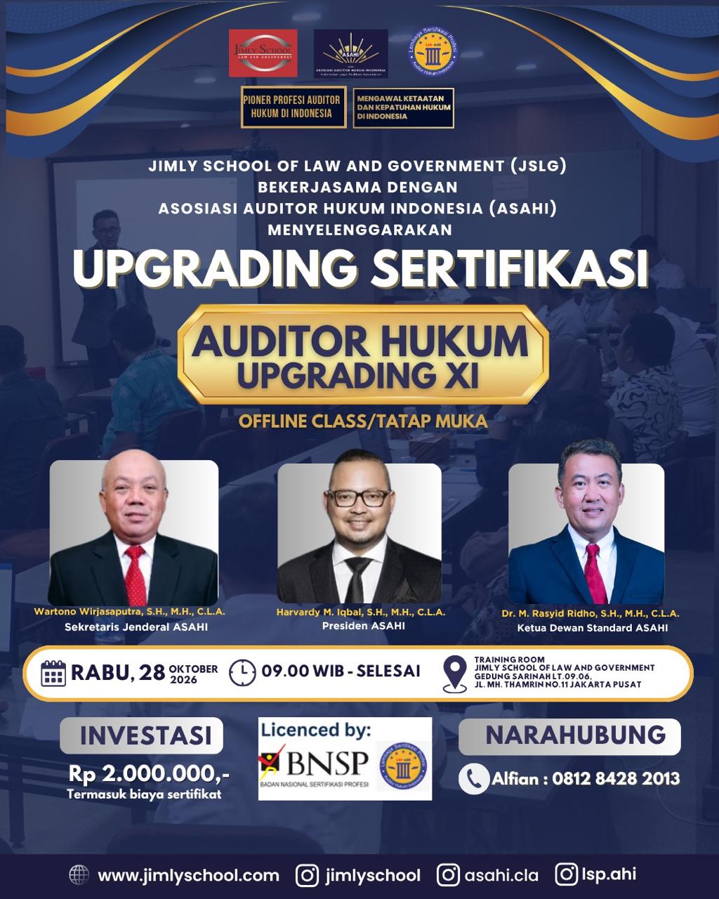 UPGRADING SERTIFIKASI AUDITOR HUKUM INDONESIA