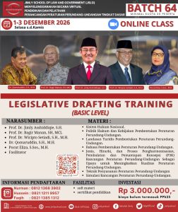[LDT BSC] LEGISLATIVE DRAFTING TRAINING BASIC LEVEL BATCH 64, 1-3 DESEMBER 2026 (ONLINE)