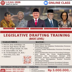 [LDT BSC] LEGISLATIVE DRAFTING TRAINING BASIC LEVEL BATCH 63, 1-3 JULI 2026 (ONLINE)