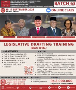 [LDT BSC] LEGISLATIVE DRAFTING TRAINING BASIC LEVEL BATCH 63, 15-17 SEPTEMBER 2026 (ONLINE)