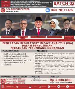 [RIA-02] PELATIHAN PENERAPAN REGULATORY IMPACT ANALYSIS (RIA) DALAM PENYUSUNAN PERATURAN PERUNDANG-UNDANGAN 3-5 AGUSTUS 2026