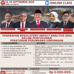 [RIA-02] PELATIHAN PENERAPAN REGULATORY IMPACT ANALYSIS (RIA) DALAM PENYUSUNAN PERATURAN PERUNDANG-UNDANGAN, 16-18 SEPTEMBER 2026