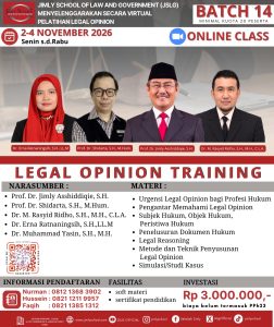 [LO-14] PELATIHAN LEGAL OPINION BATCH 14, 2-4 NOVEMBER 2026 (ONLINE)