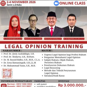 [LO-14] PELATIHAN LEGAL OPINION BATCH 14, 2-4 NOVEMBER 2026 (ONLINE)