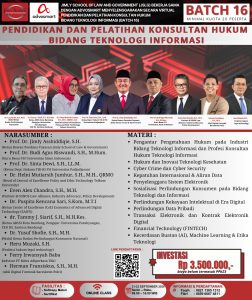[LTECH-16] (21-23 SEPTEMBER 2026) PENDIDIKAN DAN PELATIHAN KONSULTAN HUKUM BIDANG TEKNOLOGI INFORMASI BATCH 16