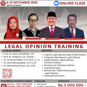 [LO-13] PELATIHAN LEGAL OPINION BATCH 13, 8-10 SEPTEMBER 2026 (ONLINE)