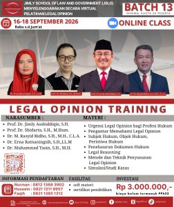 [LO-13] PELATIHAN LEGAL OPINION BATCH 13, 16-18 SEPTEMBER 2026 (ONLINE)