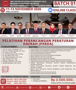 PELATIHAN PERANCANGAN PERATURAN DAERAH, 11-13 November 2026 (ONLINE)