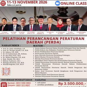 PELATIHAN PERANCANGAN PERATURAN DAERAH, 11-13 November 2026 (ONLINE)