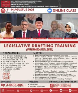 [LDT INT] LEGISLATIVE DRAFTING TRAINING INTERMEDIATE LEVEL, 11-14 AGUSTUS 2026