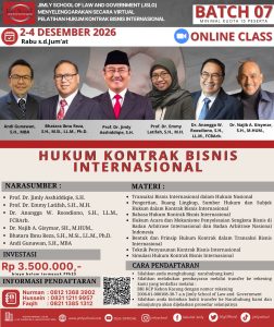[HKBI] PELATIHAN HUKUM KONTRAK BISNIS INTERNASIONAL BATCH 7 (2-4 DESEMBER 2026)