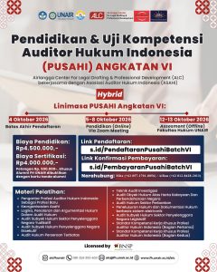 Pendidikan & Uji Kompetensi Auditor Hukum Indonesia (PUSAHI) Angkatan VI