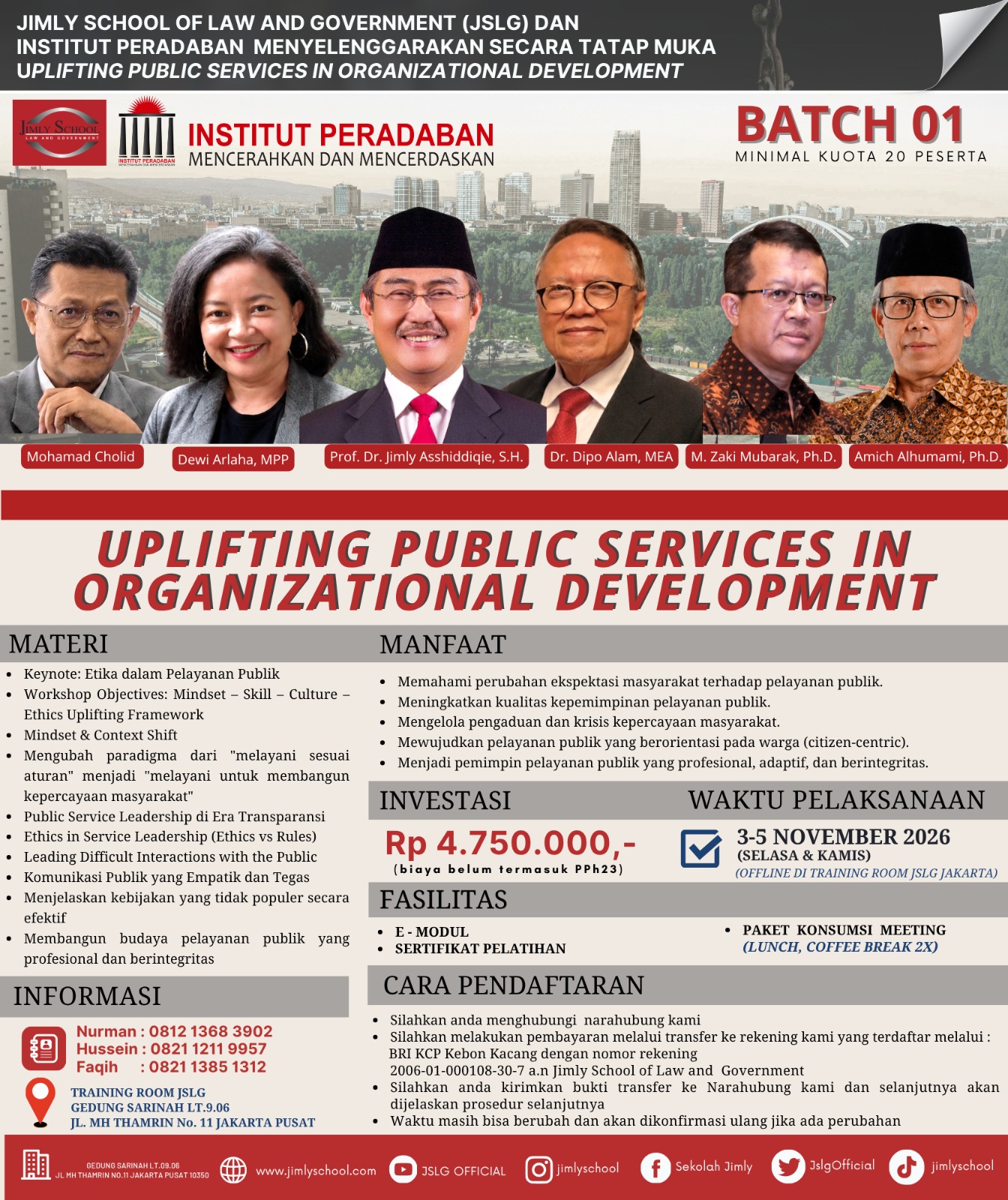 Uplifting Public Services In Organizational Development Batch1 pada 3-5 November 2026