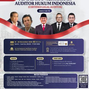 (CLA 175) Pendidikan Sertifikasi Auditor Hukum Indonesia 16-20 November 2026