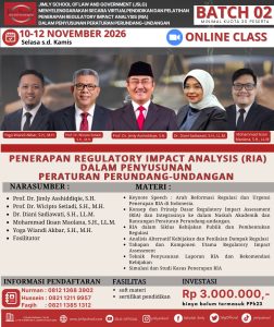 [RIA-02] PELATIHAN PENERAPAN REGULATORY IMPACT ANALYSIS (RIA) DALAM PENYUSUNAN PERATURAN PERUNDANG-UNDANGAN, 10-12 NOVEMBER 2026